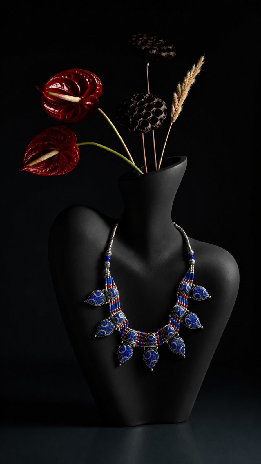 Handcrafted Tibetan Necklace with Genuine Lapis Lazuli