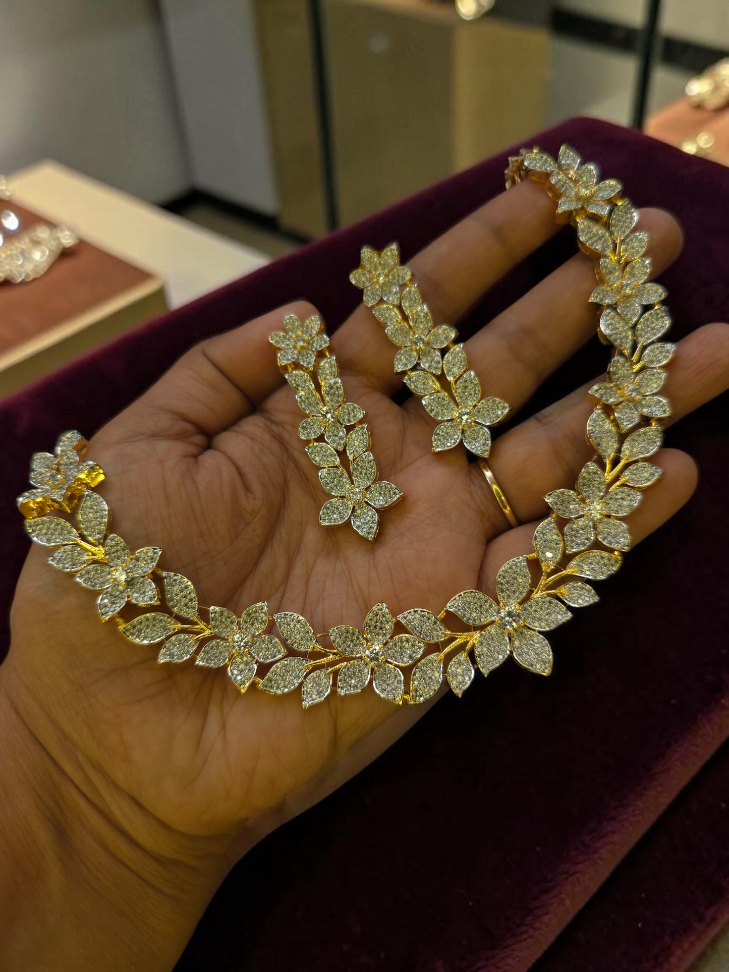 Necklace Set - CZ Diamonds Dual Tone Wedding Necklace Sets