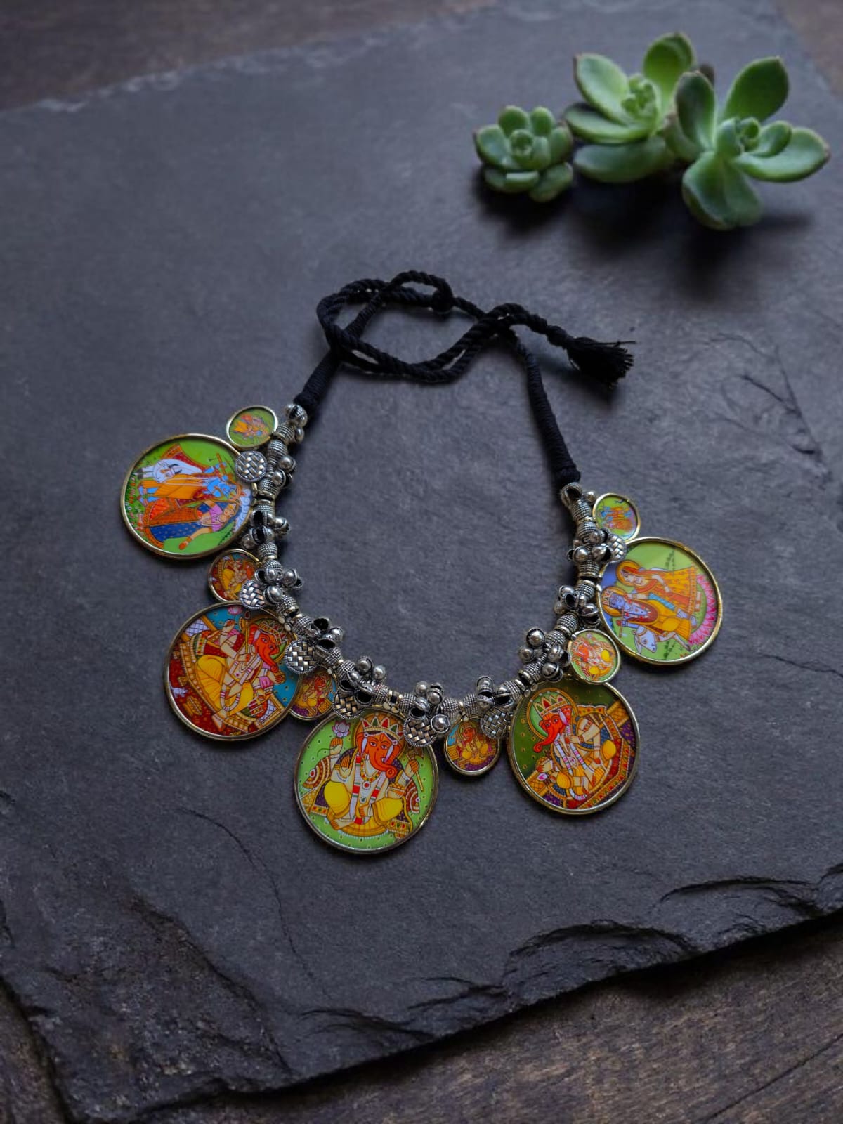 Divine Heritage Ganesha Radha Krishna Statement Necklace