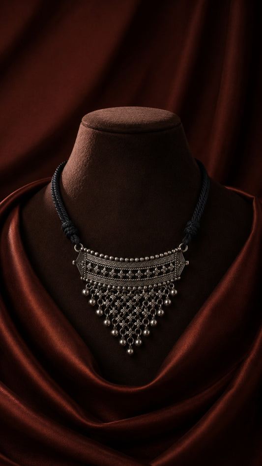 Handcrafted Silver Look-a-like Statement Necklace