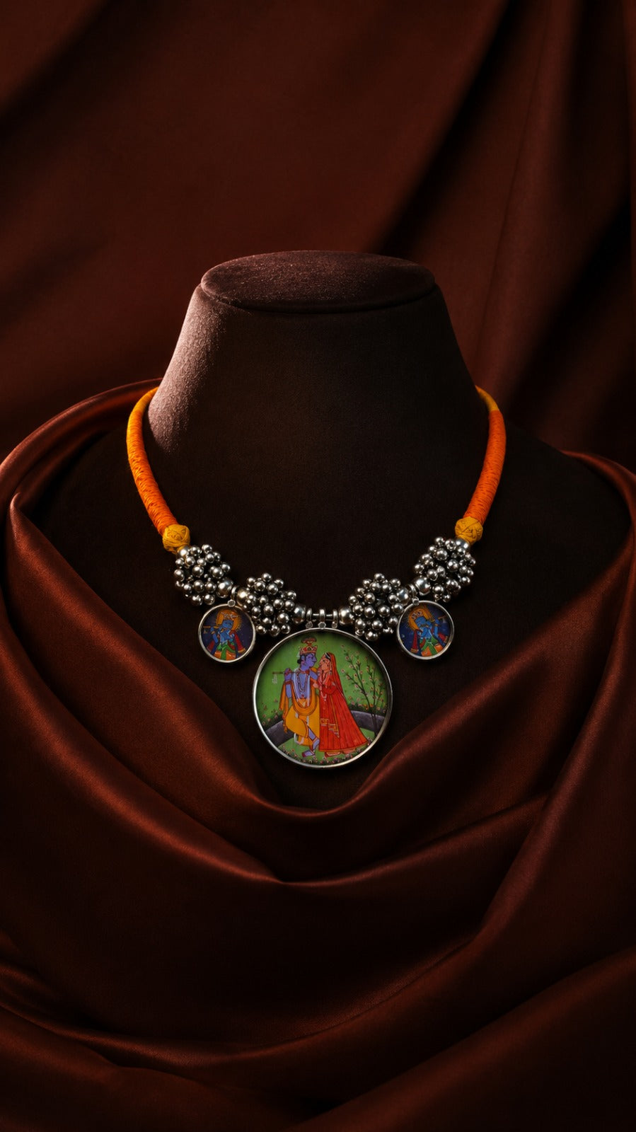 Radha Krishna Threadwork Statement Necklace