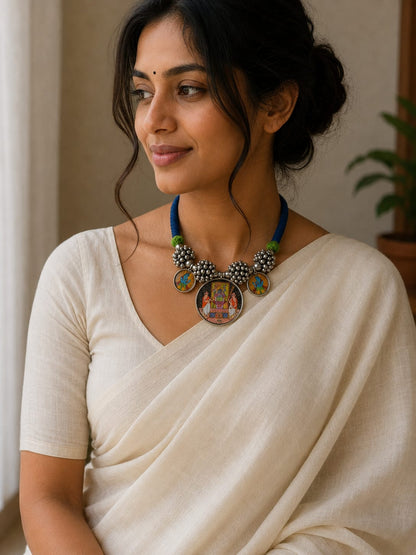 Shrinathji Pichhwai Heritage Statement Necklace