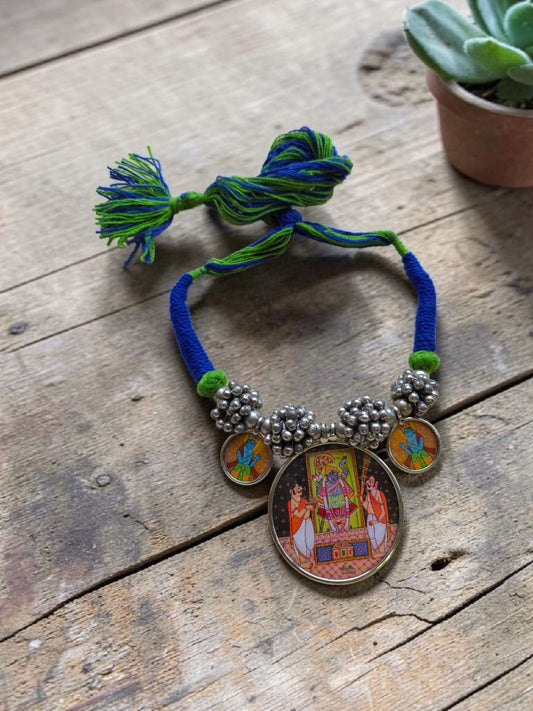 Shrinathji Pichhwai Heritage Statement Necklace