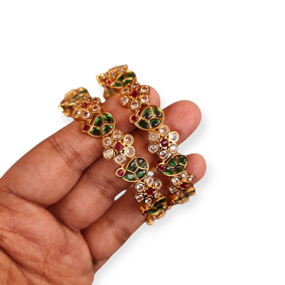 Kundan Bangles with Green & Ruby Enamel Work – Traditional Bridal Style