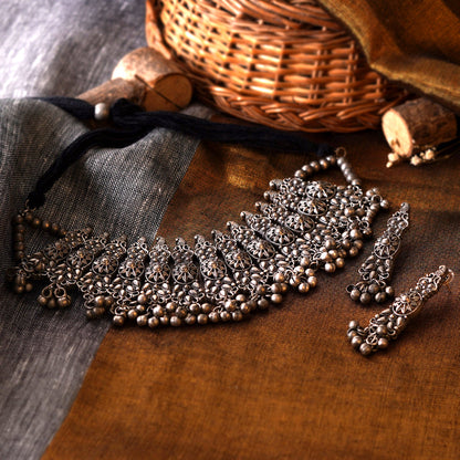 Antique Silver Polish Statement Choker Set